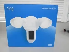 Ring Floodlight Cam Wired Plus Motion-Activated Camera 1080p White NEW /OPEN BOX