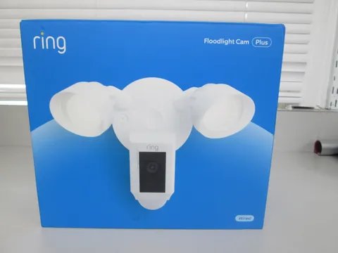 Ring Floodlight Cam Wired Plus Motion-Activated Camera 1080p White NEW /OPEN BOX