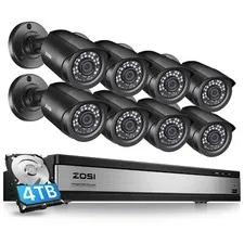 ZOSI 16Channel H.265+ 5MP Lite DVR 1080P Home Security Camera System 4TB Outdoor