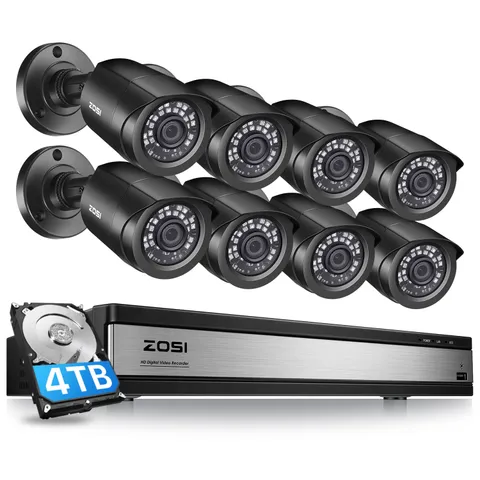 ZOSI 16Channel H.265+ 5MP Lite DVR 1080P Home Security Camera System 4TB Outdoor