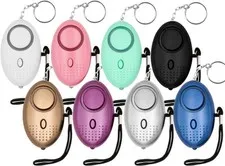 8 Pack 140dB Personal Security Alarm Keychain With LED Lights Emergency Safety