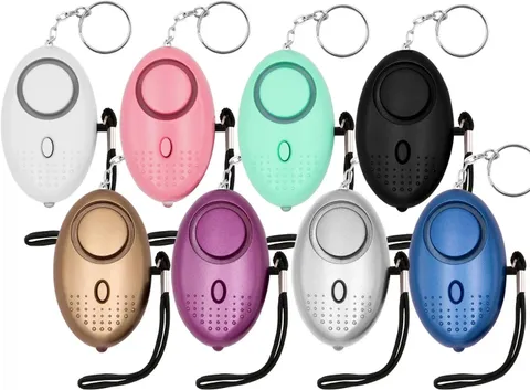 8 Pack 140dB Personal Security Alarm Keychain With LED Lights Emergency Safety