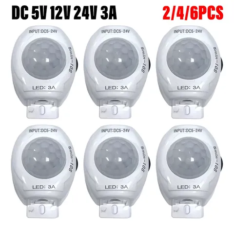 DC 5V-24V 3A PIR Motion Sensor Light Switch IR Detector Time Delay 2/4/6PCS Hot