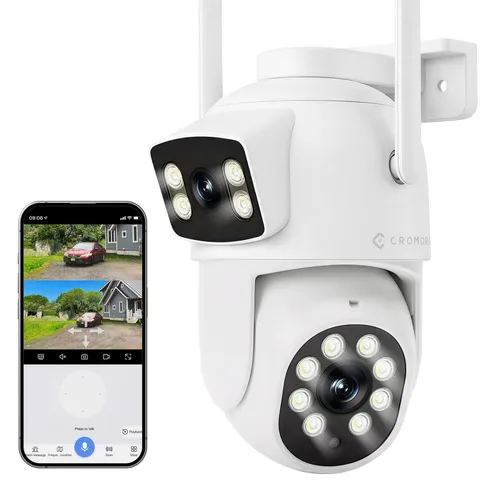 WiFi Security Camera 4MP, Dual Lens View, Pan Tilt Fixed, Indoor Outdoor, Hum...