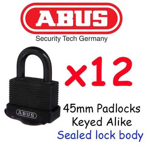 Outdoor Waterproof Sealed Padlocks x12 ABUS 45mm BULK LOT KEYED ALIKE 