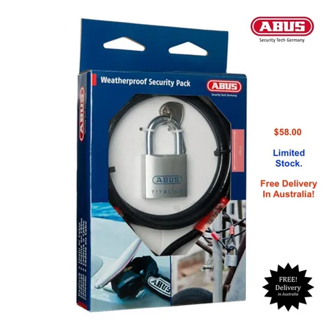 ABUS Cable Lock Combo-10mm x 200cm Cable Loop & 80TI50 Titalium Padlock-SPECIAL