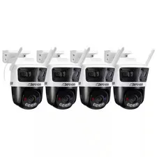 AI POWERED 3K+ Guard WIFI Tri-Lens PTZ Plug-In Security Camera, 4 Pc