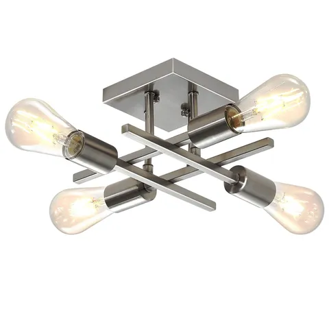 Youroke 4-Light Semi Flush Mount Ceiling 4 Light - 1 Pack, Brushed Nickel 
