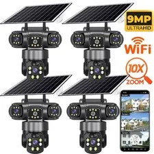 9MP WIFI Solar Camera Triple Len Security PTZ Outdoor Two-way Audio Night Vision
