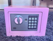 JIASLING Pink Small Metal Money Safe Digital Combination Keypad, Override Key