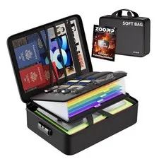 Fireproof Document Bag with Lock,Soft-Shell Document Organizer with Water-Res...