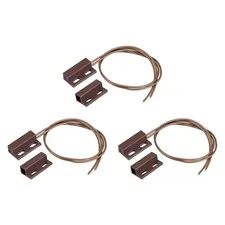 Wired Door Contact Sensor NC Surface Mount Magnetic Reed Switch Brown 3 Pcs