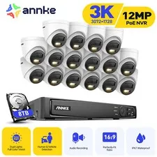 ANNKE 12MP 8CH 16CH NVR 5MP Audio AI Color Night POE Security Camera System IP67