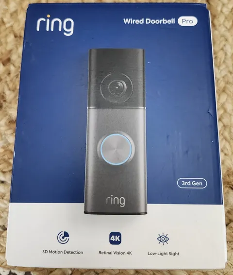 Ring - Wired Doorbell Pro (3rd Gen) Retinal 4K for ultra-clear video, 10x Zoom
