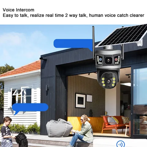 Outdoor Wireless Security Camera 360° PTZ Solar Security Camera With 7.5W Solar