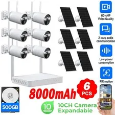 Solar Battery Powered Wireless Security Camera System CCTV WiFi Outdoor Home Cam