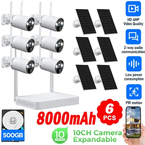 Solar Battery Powered Wireless Security Camera System CCTV WiFi Outdoor Home Cam