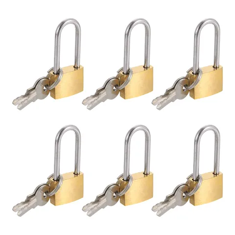 6Pcs Solid Brass Padlock with Key 11/16" Wide Body 1 Inch Long Shackle Lock