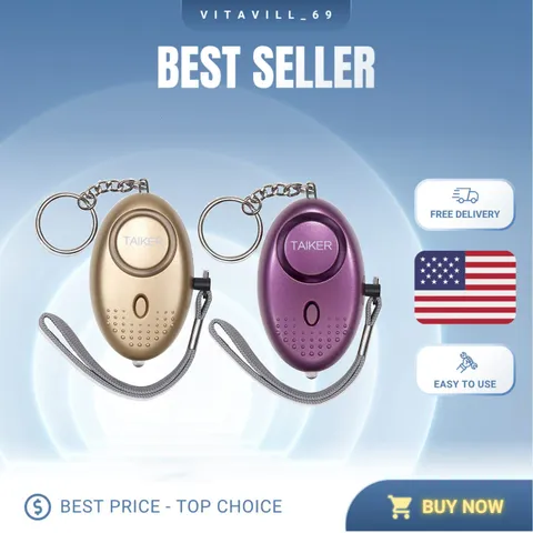 Gold & Purple 140DB Emergency Self-Defense Alarm Keychain Set for Women & Kids