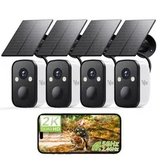4-Pack 2K 5G Solar Security Cameras Wireless Outdoor for Home