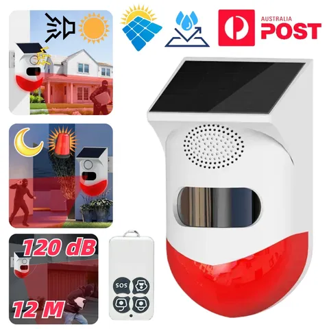 Infrared Alarm Outdoor Solar Powered Security Home Motion Sensor Wireless 120dB