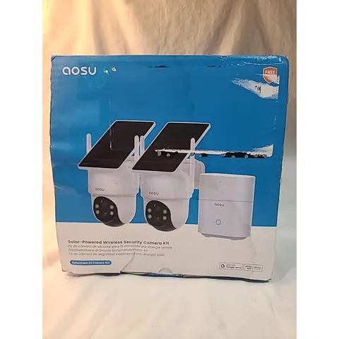 AOSU Solar Security Cameras Outdoor Wireless 2 Cam-Kit 2K Night Vision 360° View
