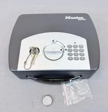 Master Lock P008EML Portable Digital Safe Lockbox w/ Override Keys 10x8x3