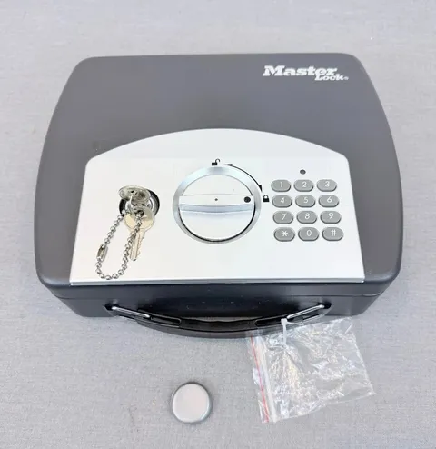 Master Lock P008EML Portable Digital Safe Lockbox w/ Override Keys 10x8x3