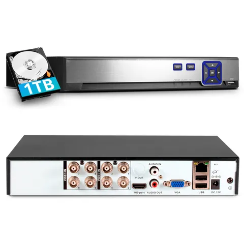 H.265+ 4CH/8CH/16CH DVR for Security Camera System 1080P Recorder with 1TB HDD