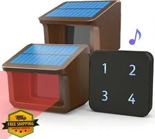 HTZSAFE Driveway Alarm 1 Receiver/2 Sensors Solar 1/2 Mile