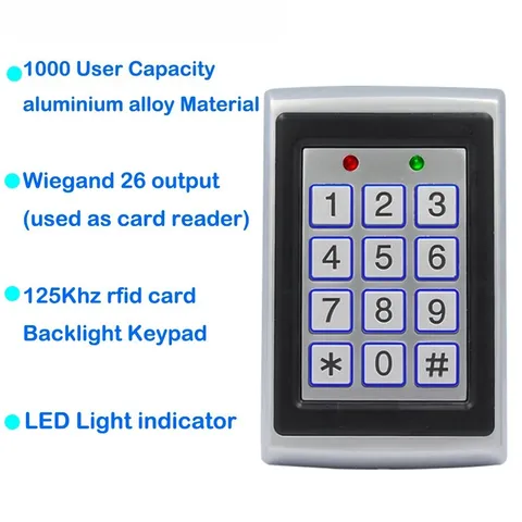 125Khz RFID Metal Access Control Keypad Waterproof Rainproof Cover Door Opener