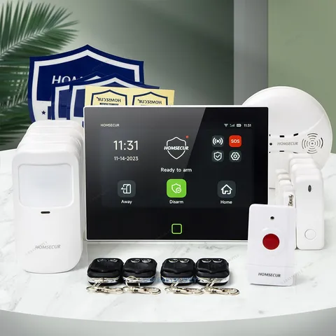 HOMSECUR Newest Model 7'' Touchscreen Alarm System 18pcs, Wireless Panic Button
