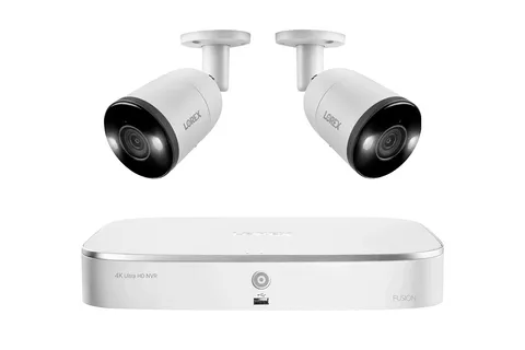 Lorex Fusion 4K 16-Camera Capable (8 Wired + 8 Wi-Fi) 2TB NVR w/ 2 Bullet Camera