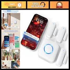Smart WiFi Door Sensor Chime - Window Alarm with App Alerts, 500ft Range, 32 Mel