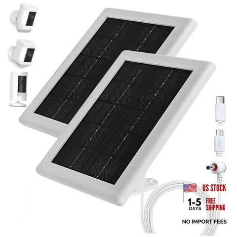 Ring Camera Solar Panel Charger, 5V 3.5W Solar Charger 2 2 Pack White