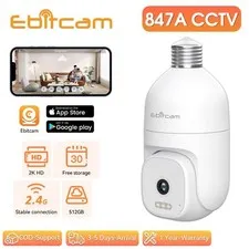 Outdoor security camera, bulb-type 2.4G WIFI camera, digital zoom, IP66