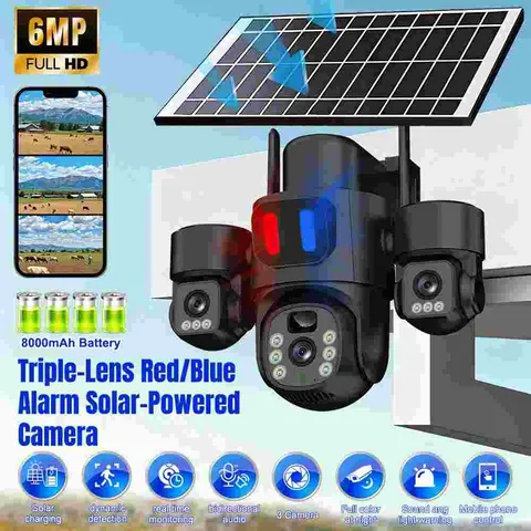 3 Lens 4K HD WiFi Home Security IP Camera Outdoor Wireless 1080P CCTV PTZ IR Cam
