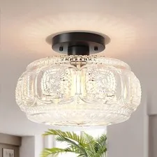 OYKYOHEI Semi Flush Mount Ceiling Light, Upgraded Larger 11.03 inch, Black