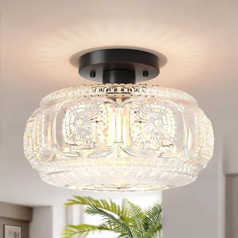 OYKYOHEI Semi Flush Mount Ceiling Light, Upgraded Larger 11.03 inch, Black