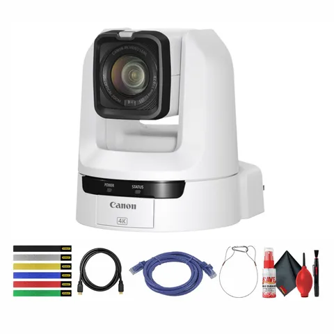 Canon CR-N100 4K NDI PTZ Camera (White) with 20x Zoom + HDMI Cable + More Bundle