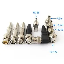 10pcs BNC Male Female Solder/Solderless Connectors for RG58 RG59 RG6 RG174 cable