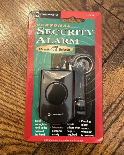 Intermatic Personal Security Alarm w/Flashlight/Beltclip Pocket Sized SP640B