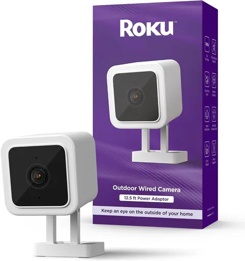 Roku Outdoor Wired Camera SE w/ 12.5ft Power Adapter Security Camera ModelCW2005