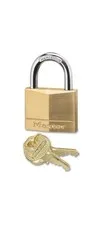 Padlock, Keyed Different Key, 1/4 in Dia Shackle, Steel Shackle, Brass Body, 1-9