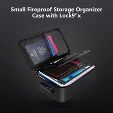Small Fireproof Storage Organizer Case with Lock9”x 5.3”x 3.7”, 3-Layer Soft ..,