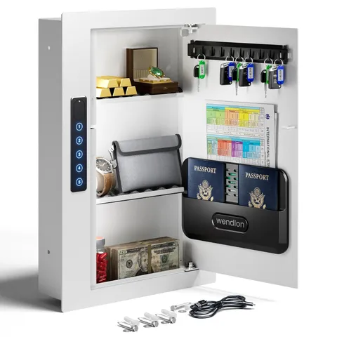 Wendlon Quick Access White Wall Safe Document Storage Flat Hidden In Wall Safes