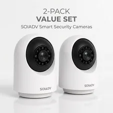 SOIADV WiFi Security Camera Indoor 360° AI Movement Detection Cloud/SD 2PACK