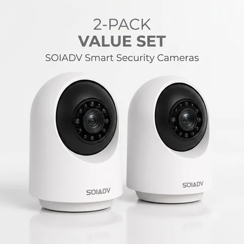 SOIADV WiFi Security Camera Indoor 360° AI Movement Detection Cloud/SD 2PACK