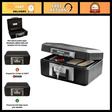 Fireproof Safe Box with Key Lock - Secure Money, Jewelry, Documents, 0.25 Cu Ft