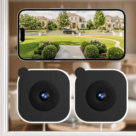 2K No-Drill Window Camera, WiFi Window Cameras for Home Security, 2 Pack